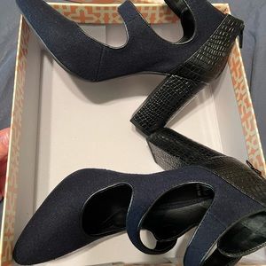 Never worn navy blue and black GB heels